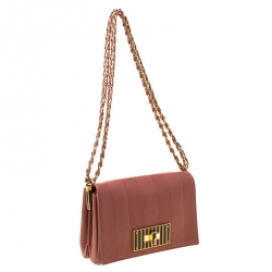 Pre Owned Fendi Old Rose Leather Claudia Shoulder Bag