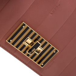 Pre Owned Fendi Old Rose Leather Claudia Shoulder Bag