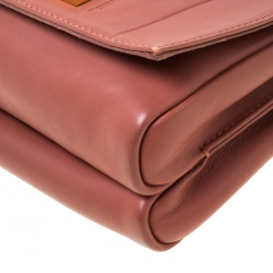 Pre Owned Fendi Old Rose Leather Claudia Shoulder Bag