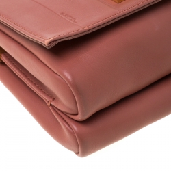 Pre Owned Fendi Old Rose Leather Claudia Shoulder Bag