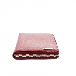 Pre Owned Fendi Red Leather Zip Around Organizer Wallet