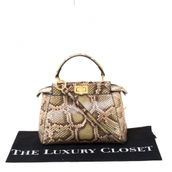 Fendi Multicolor Python Leather Mini Peekaboo Top Handle Bag