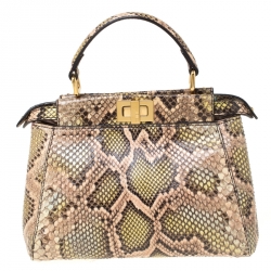 Fendi Multicolor Python Leather Mini Peekaboo Top Handle Bag