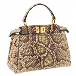 Fendi Multicolor Python Leather Mini Peekaboo Top Handle Bag