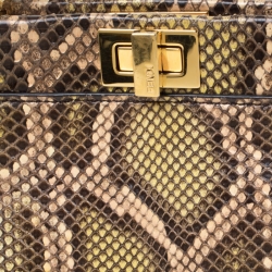 Fendi Multicolor Python Leather Mini Peekaboo Top Handle Bag