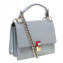 Pre Owned Fendi Ash Grey Leather Small Kan I Crossbody Bag