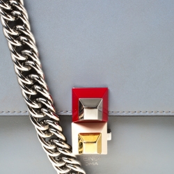 Pre Owned Fendi Ash Grey Leather Small Kan I Crossbody Bag