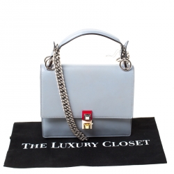 Pre Owned Fendi Ash Grey Leather Small Kan I Crossbody Bag