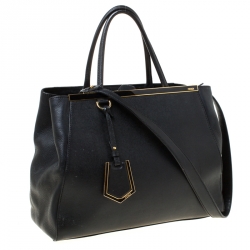 Fendi Black Leather Medium 2jours Tote