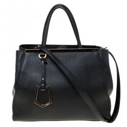 Fendi Black Leather Medium 2jours Tote