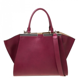Pre Owned Fendi Burgundy Leather 3 Jours Tote