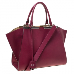 Pre Owned Fendi Burgundy Leather 3 Jours Tote