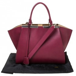 Pre Owned Fendi Burgundy Leather 3 Jours Tote