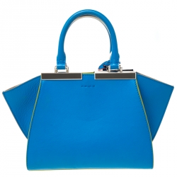 Pre Owned Fendi Blue Leather Mini 3Jours Tote