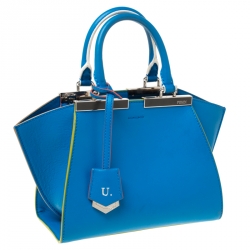 Pre Owned Fendi Blue Leather Mini 3Jours Tote
