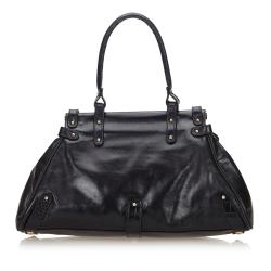 Pre Owned Fendi Black Leather Crocodile-Trimmed Shoulder Bag