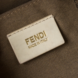 Pre Owned Fendi Off White Zucca Coated Canvas and Patent Leather Chef Shopper Tote