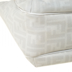 Pre Owned Fendi Off White Zucca Coated Canvas and Patent Leather Chef Shopper Tote