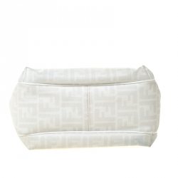 Pre Owned Fendi Off White Zucca Coated Canvas and Patent Leather Chef Shopper Tote