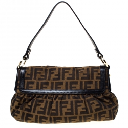 Pre Owned Fendi Tobacco Zucca Canvas and Leather Small Chef Shoulder Bag