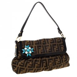 Pre Owned Fendi Tobacco Zucca Canvas and Leather Small Chef Shoulder Bag