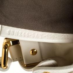 Pre Owned Fendi Cream Shearling and Leather Mini Peekaboo Top Handle Bag