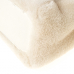 Pre Owned Fendi Cream Shearling and Leather Mini Peekaboo Top Handle Bag