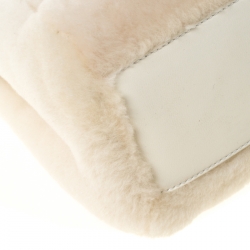 Pre Owned Fendi Cream Shearling and Leather Mini Peekaboo Top Handle Bag