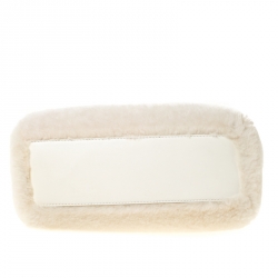 Pre Owned Fendi Cream Shearling and Leather Mini Peekaboo Top Handle Bag
