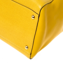Pre Owned Fendi Yellow Saffiano Leather Large 2Jours Tote