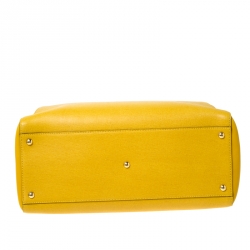 Pre Owned Fendi Yellow Saffiano Leather Large 2Jours Tote