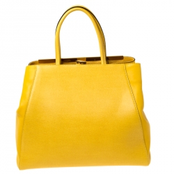 Pre Owned Fendi Yellow Saffiano Leather Large 2Jours Tote