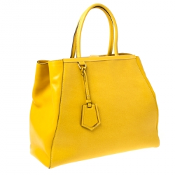 Pre Owned Fendi Yellow Saffiano Leather Large 2Jours Tote