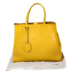 Pre Owned Fendi Yellow Saffiano Leather Large 2Jours Tote