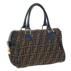 Pre Owned Fendi Zucca Chef Medium Boston Bag