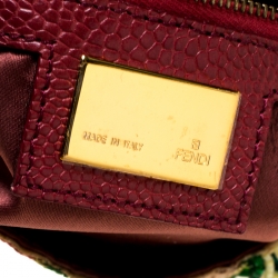 Fendi Multicolor Beaded and Leather Baguette Shoulder Bag