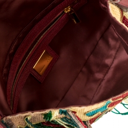 Fendi Multicolor Beaded and Leather Baguette Shoulder Bag