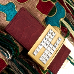 Fendi Multicolor Beaded and Leather Baguette Shoulder Bag