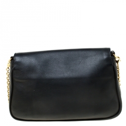 Pre Owned Fendi Black Leather Fendista Pochette Crossbody Bag