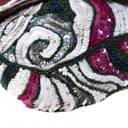 Fendi Multicolor Leather Sequins and Beaded Baguette Shoulder Bag