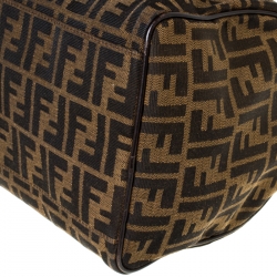Pre Owned Fendi Tobacco Zucca Canvas Large Boston Bag