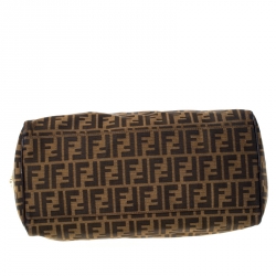 Pre Owned Fendi Tobacco Zucca Canvas Large Boston Bag