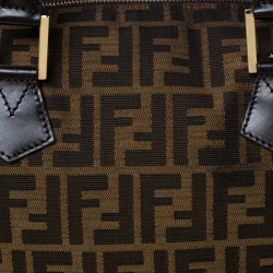 Pre Owned Fendi Tobacco Zucca Canvas Large Boston Bag