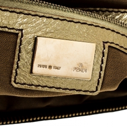 Pre Owned Fendi Tobacco/Gold Zucca Canvas and Leather Chef Shoulder Bag