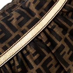 Pre Owned Fendi Tobacco/Gold Zucca Canvas and Leather Chef Shoulder Bag