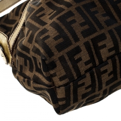 Pre Owned Fendi Tobacco/Gold Zucca Canvas and Leather Chef Shoulder Bag