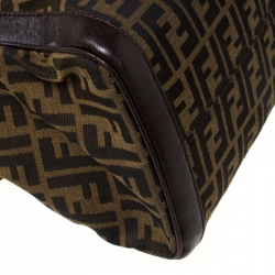 Pre Owned Fendi Tobacco Zucca Canvas and Leather Tote