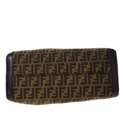 Pre Owned Fendi Tobacco Zucca Canvas and Leather Tote