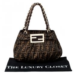 Pre Owned Fendi Tobacco Zucca Canvas Mia Tote