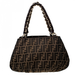 Pre Owned Fendi Tobacco Zucca Canvas Mia Tote